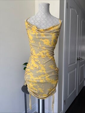PrettyLittleThing Yellow and Tan Dress